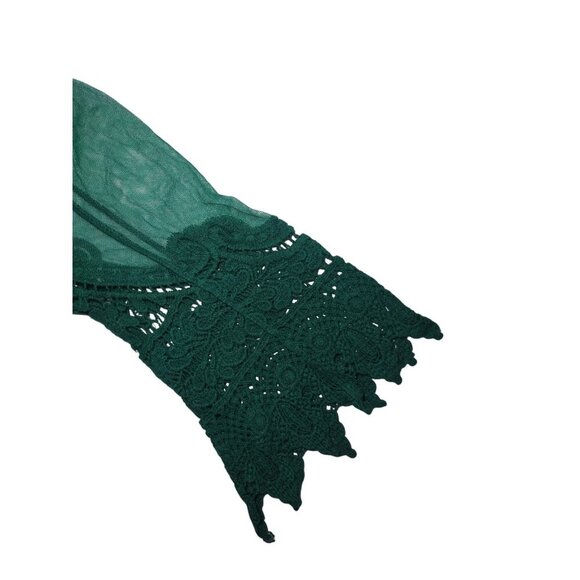 Green Lace Bell Sleeve Tunic Top Embroidered Sheer Overlay By Ultra Pink Womens - Picture 5 of 8